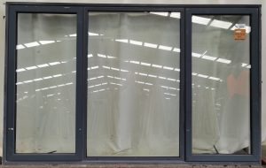 Denim blue aluminium double glazed twin awning window