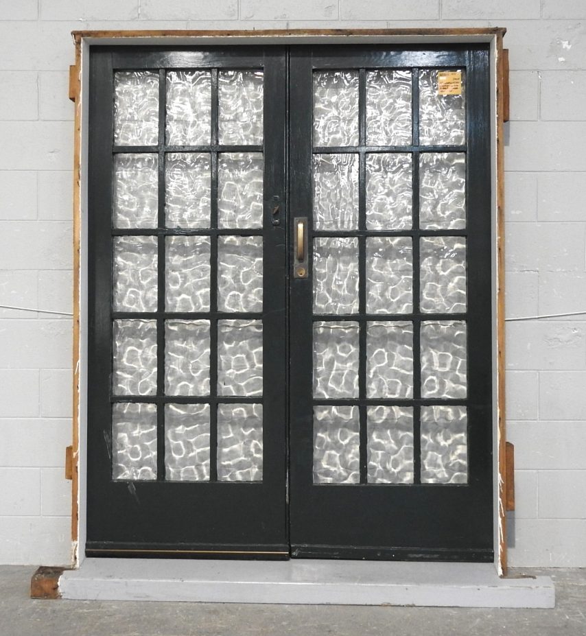 Wooden Bungalow Double 5 Light Entry Doors Hung in Frame