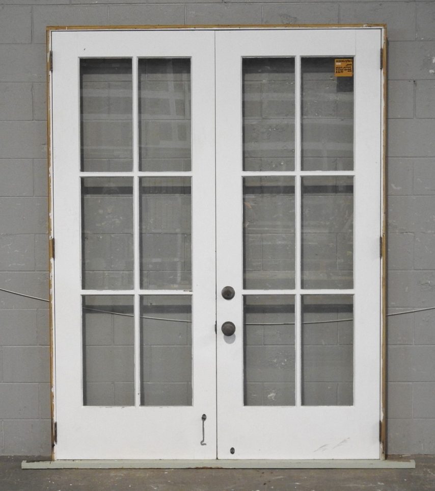 Large Wooden French 6 Light Doors - Hung In Frame