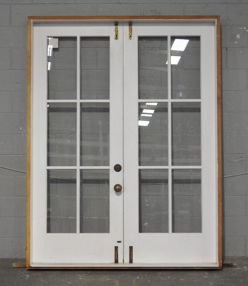 Large Wooden French 6 Light Doors - Hung In Frame