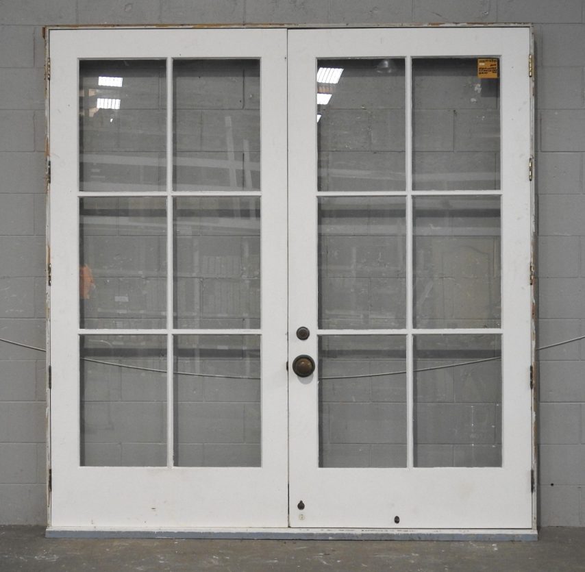 Large Wooden French 6 Light Doors - Hung In Frame