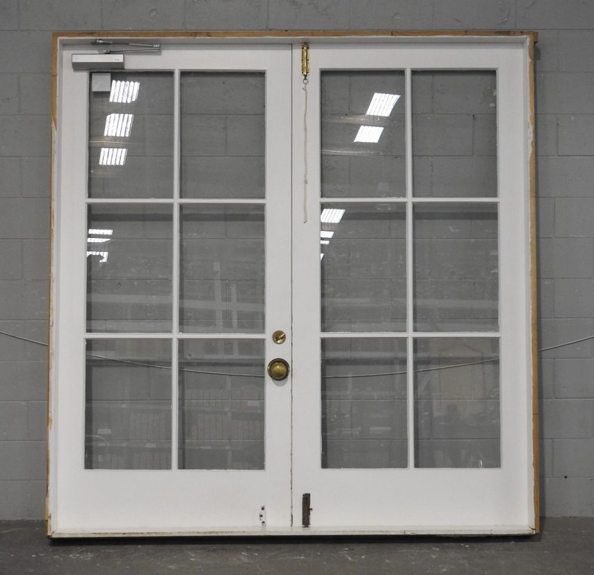 Large Wooden French 6 Light Doors - Hung In Frame