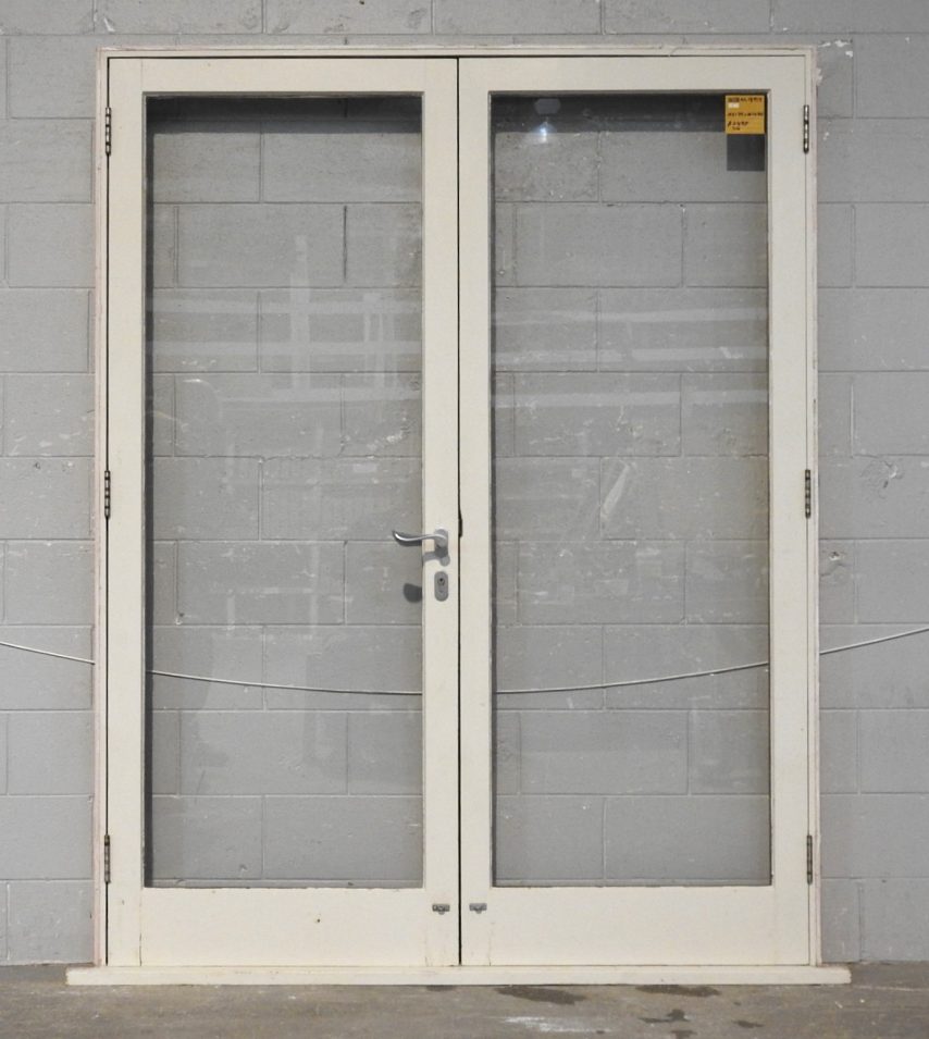 Wooden (Cedar) French Doors Hung in Frame