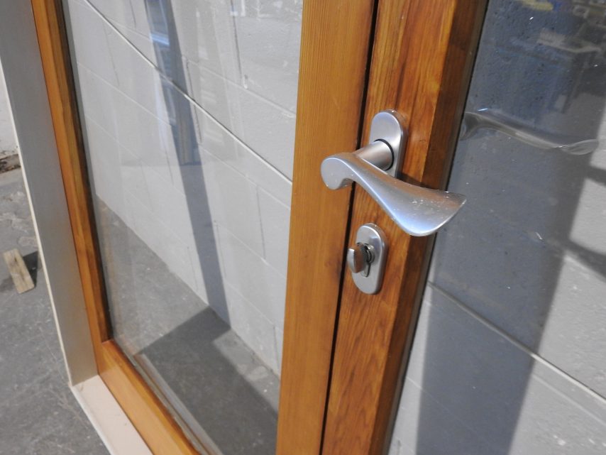 Wooden (Cedar) French Doors Hung in Frame