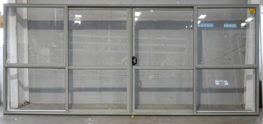 Mist Green Aluminium Double Sliding Doors