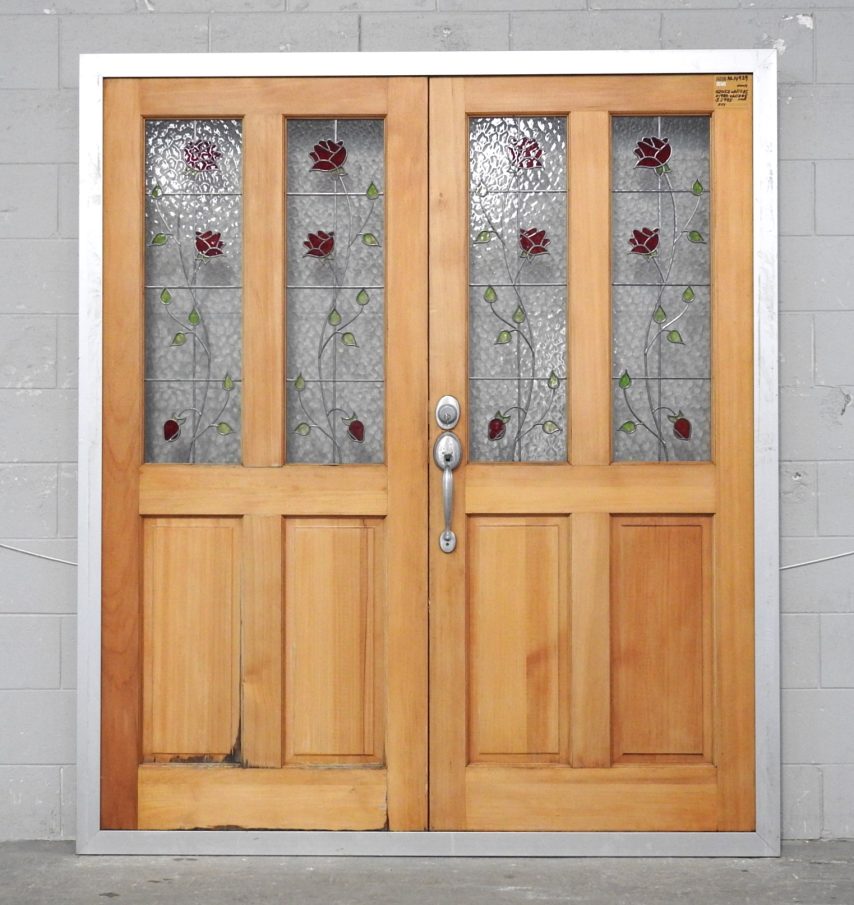 Silver Aluminium Frame With Double Wooden Entrance Doors