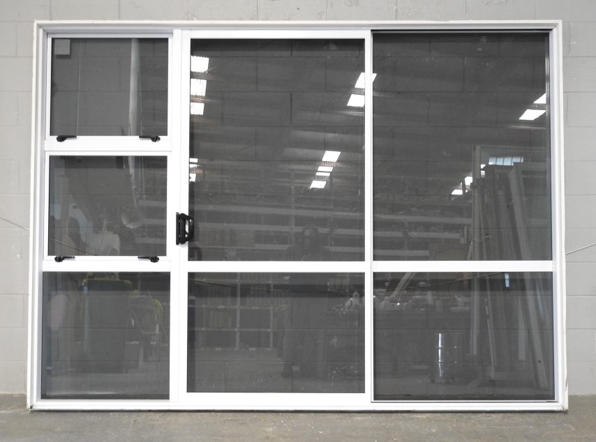 White Aluminium Sliding Door with Awning Windows