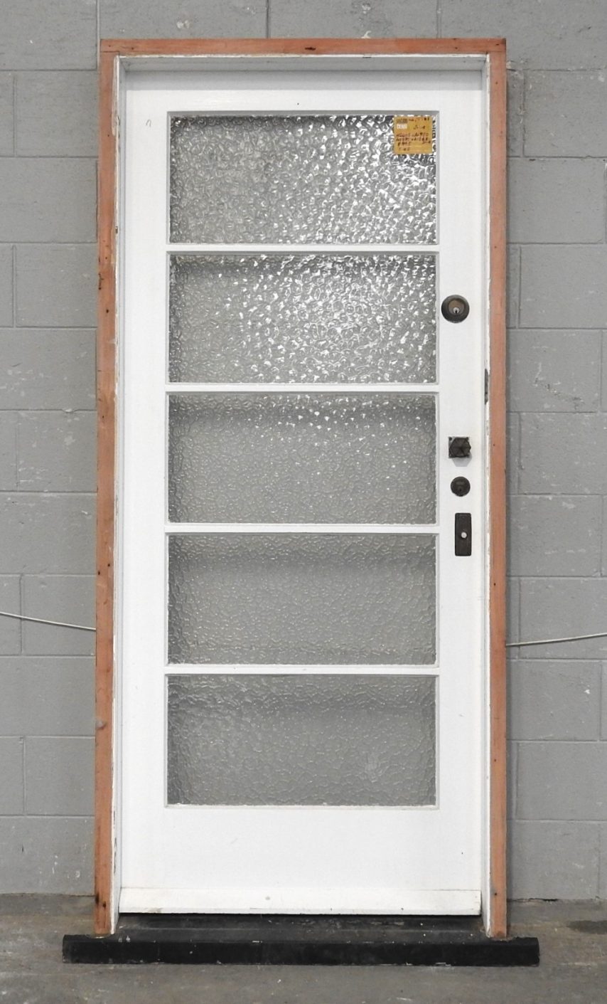 Wooden Exterior 5-Light Door Hung in Frame