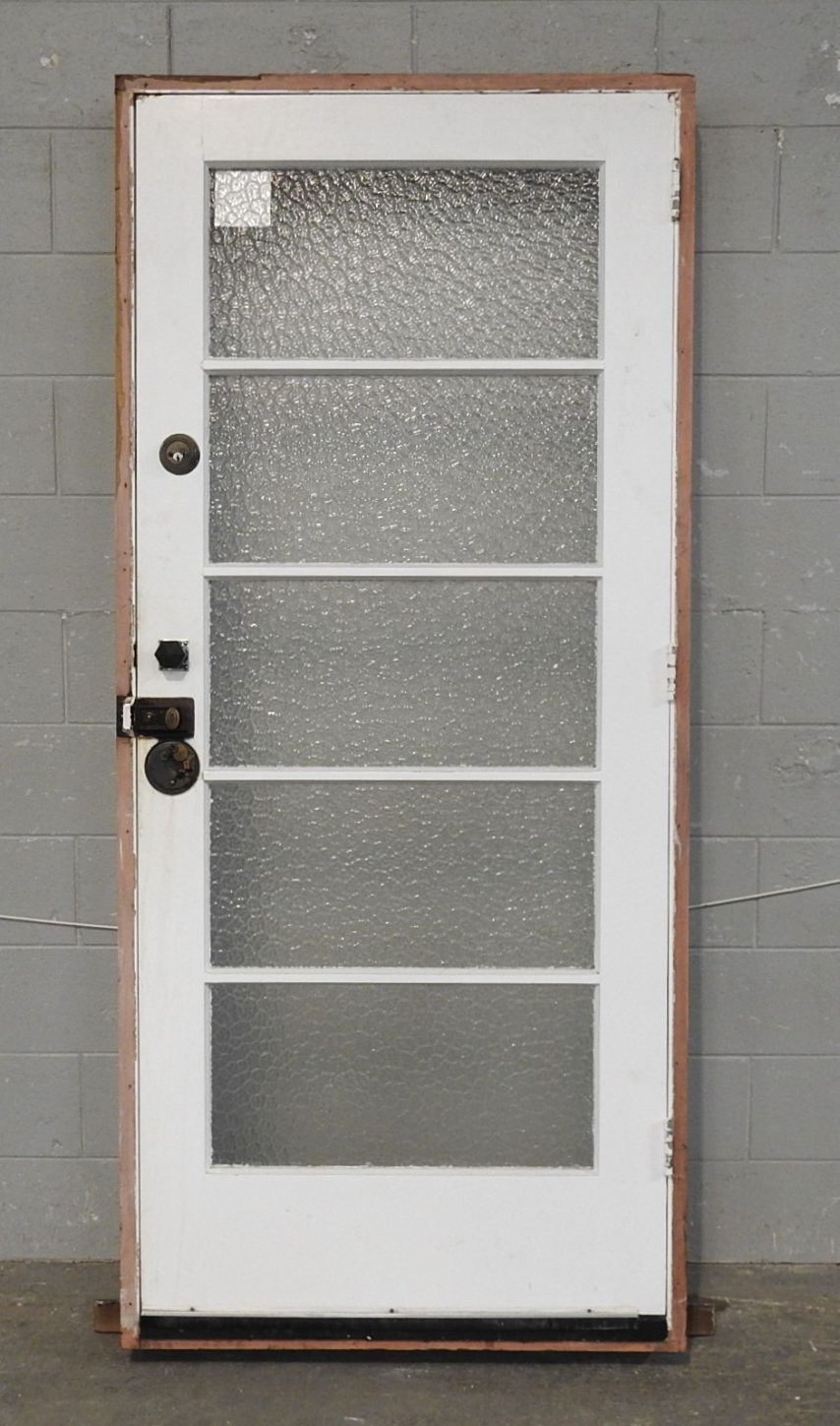 Wooden Exterior 5-Light Door Hung in Frame