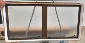 Bronze aluminium twin awning window
