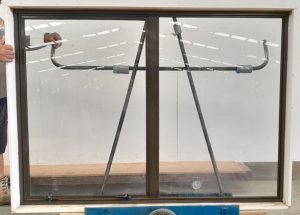 Brown aluminium awning window