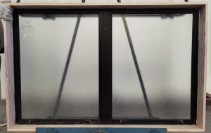 Black aluminium twin awning window
