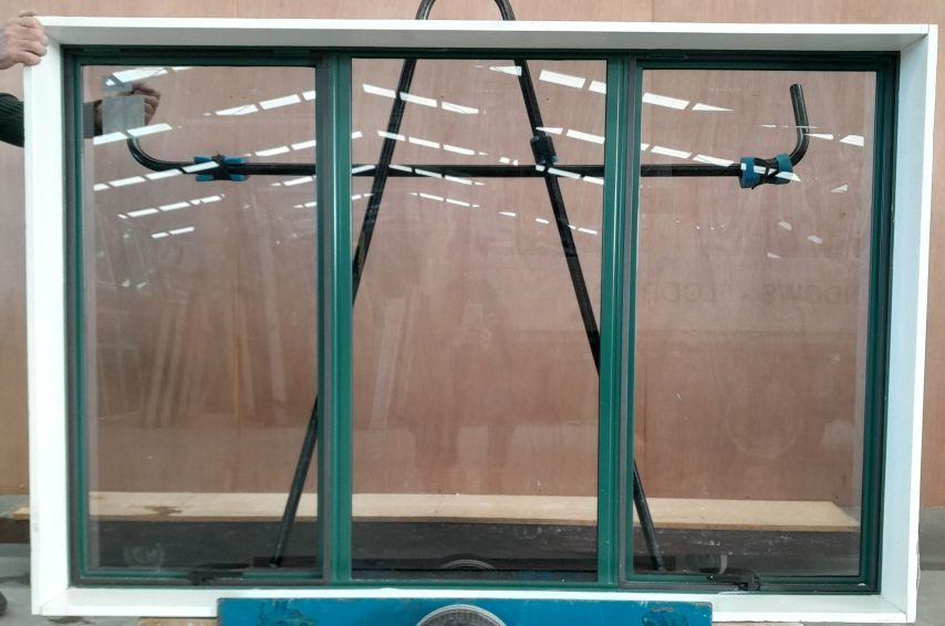 Forest green aluminium Twin awning window