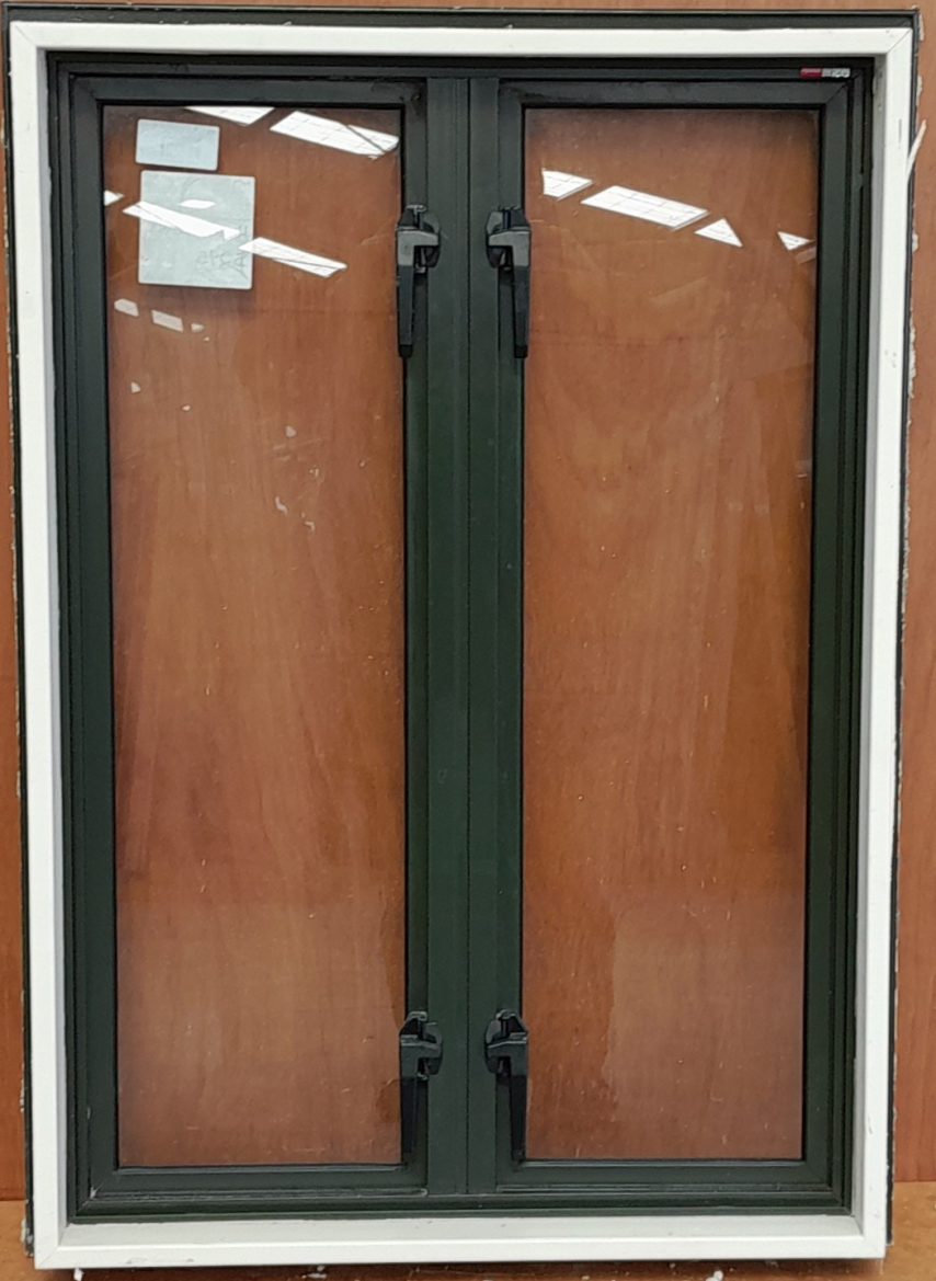 Karaka green aluminium twin casement window