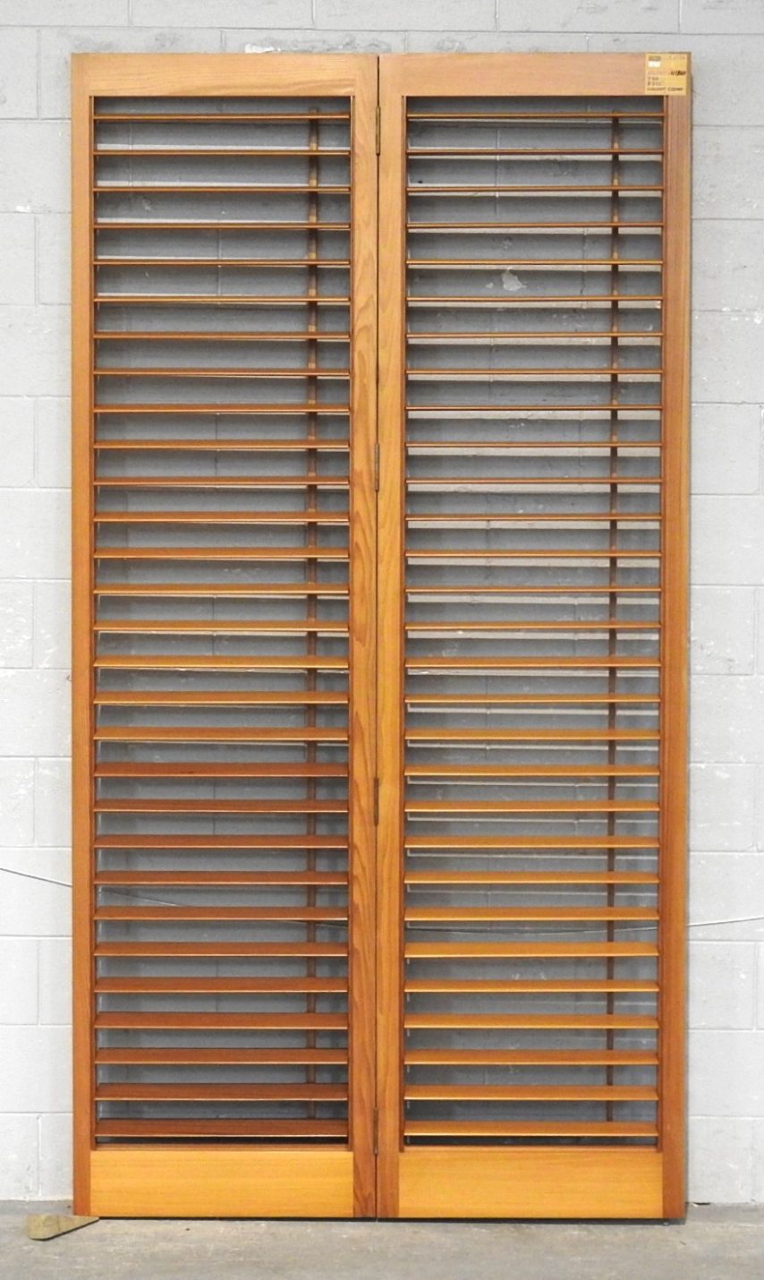 Tall Pair of Cedar Articulating Louvre Shutter/Doors