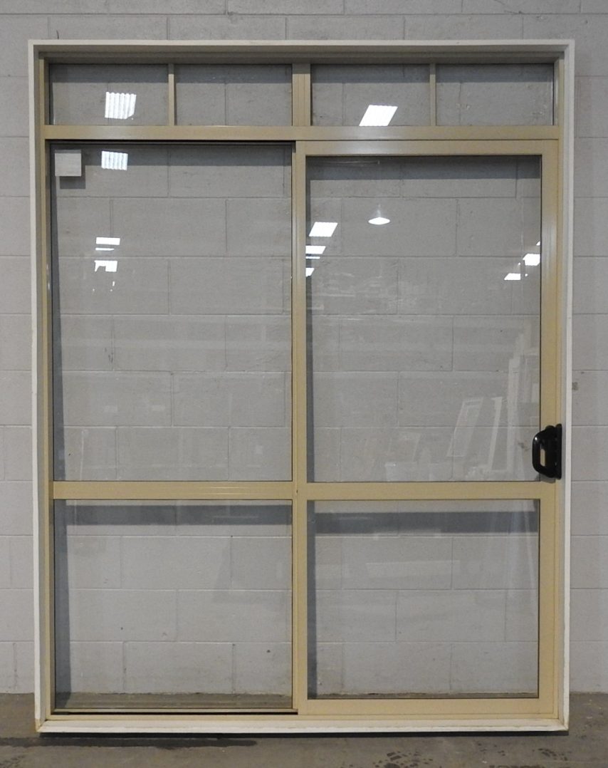 Almond Aluminium Sliding Door with Toplight