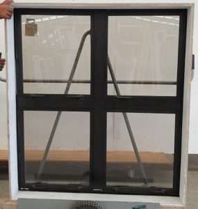 Black double glazed all opening awning window