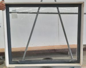 Denim blue aluminium awning window
