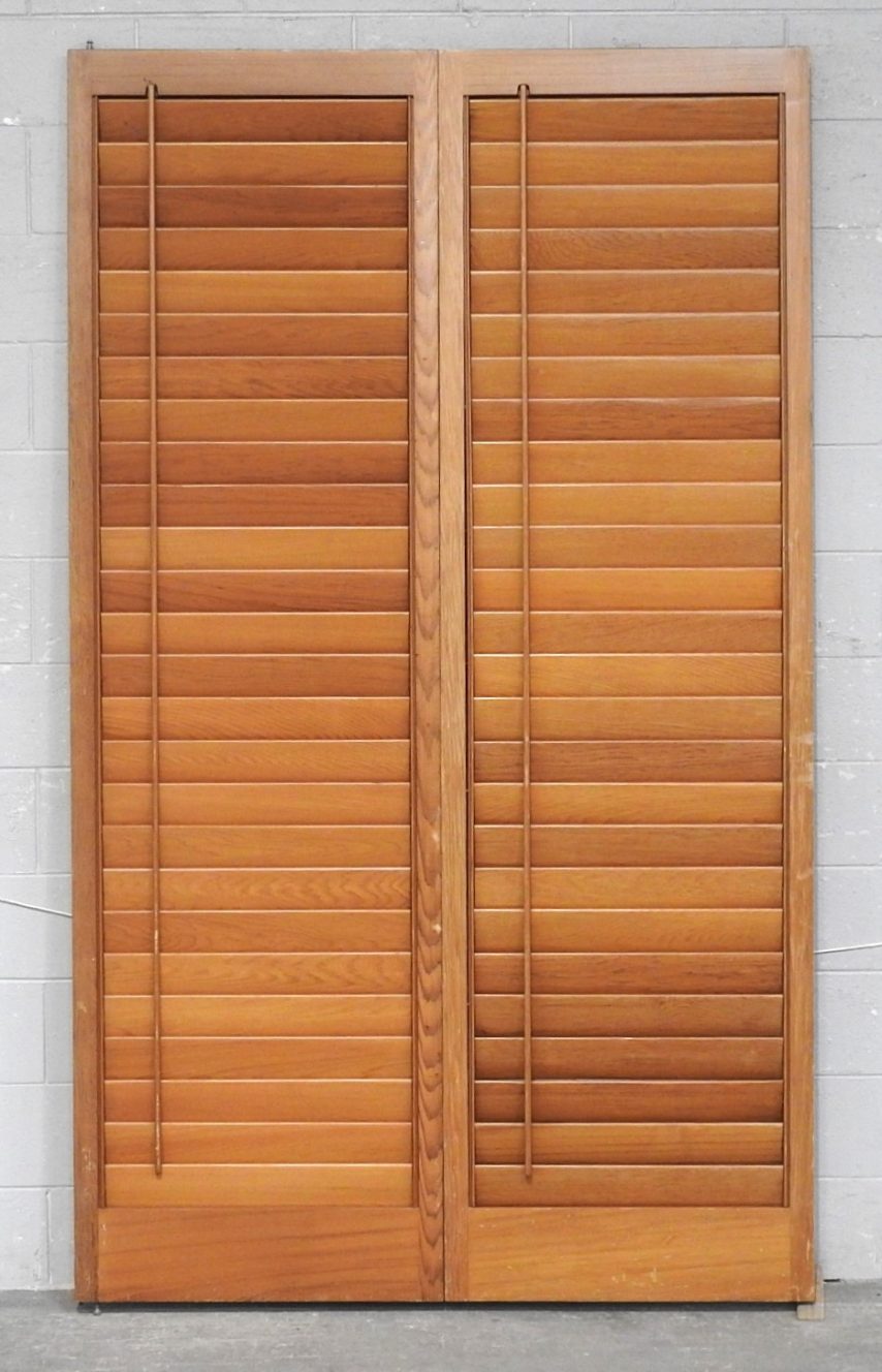 Tall Pair of Cedar Articulating Louvre Shutter/Doors