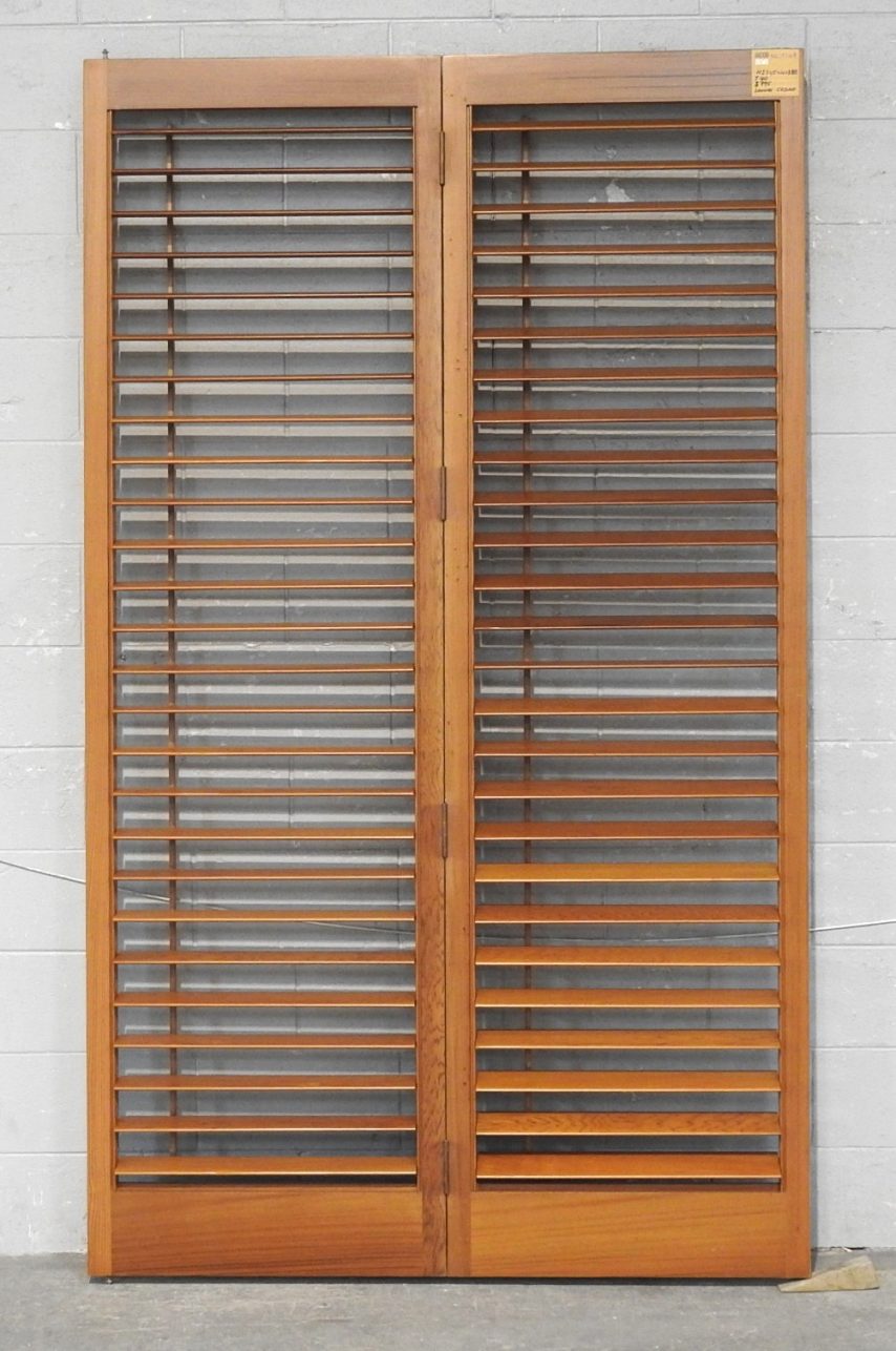 Tall Pair of Cedar Articulating Louvre Shutter/Doors