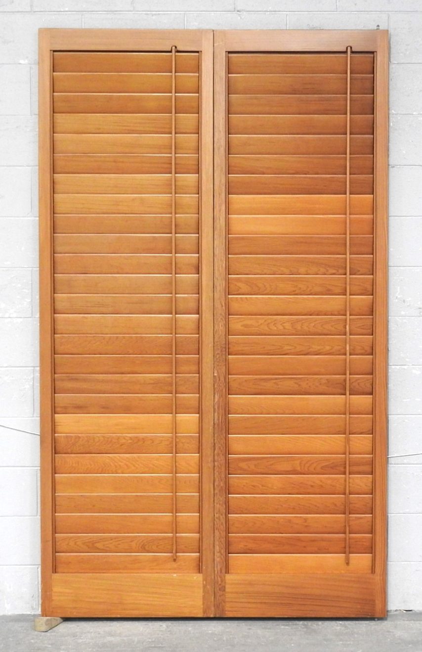 Tall Pair of Cedar Articulating Louvre Shutter/Doors