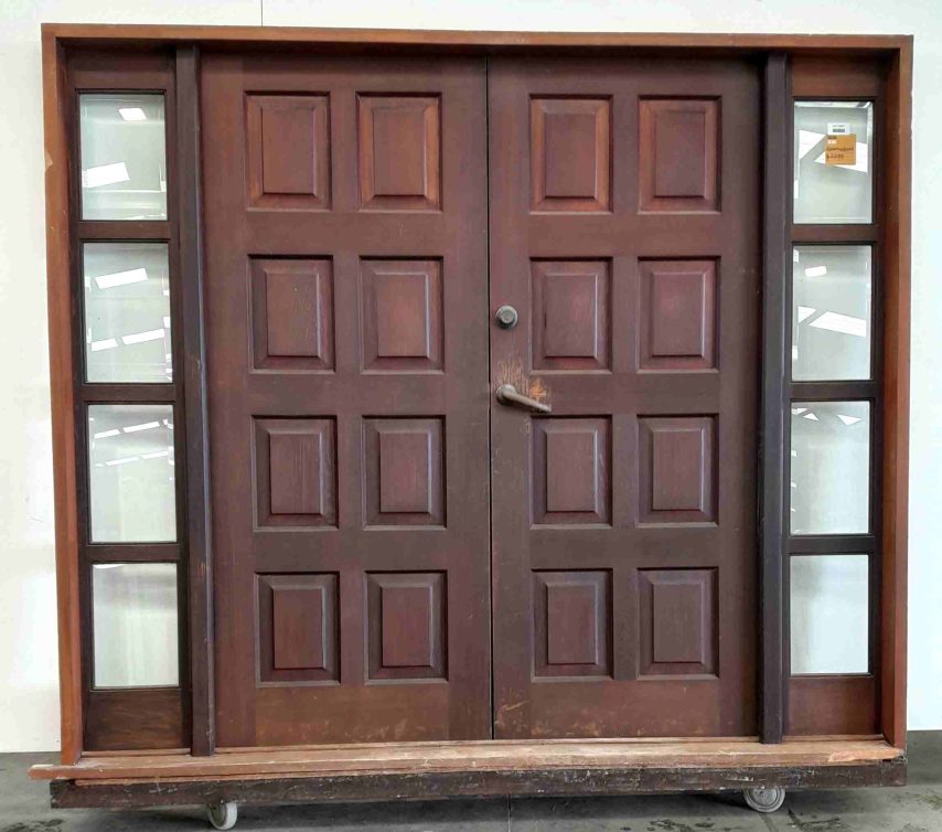 Beautiful Cedar double entrance door with sidelights