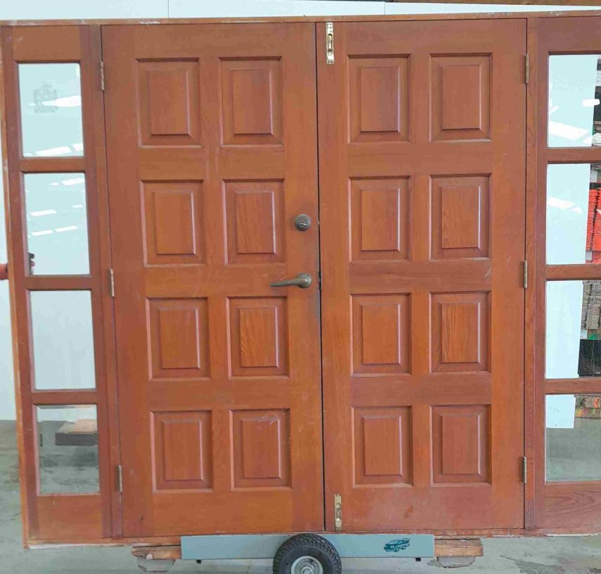 Beautiful Cedar double entrance door with sidelights