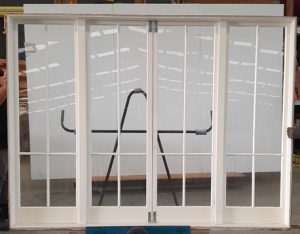 Wooden French door with sidelights
