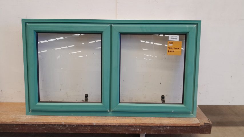 Teal aluminium twin awning window