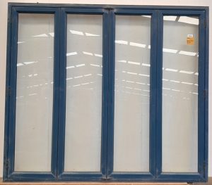 Blue aluminium bi-fold door