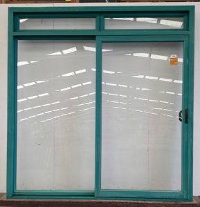 Teal aluminium sliding door