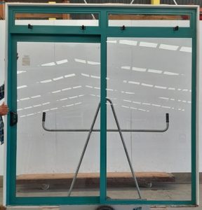 Teal aluminium sliding door