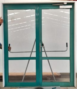 Teal aluminium French doors
