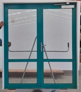 Teal aluminium French doors
