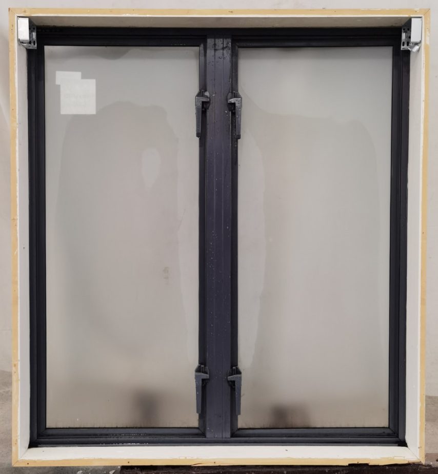 Denim blue aluminium twin casement window