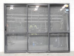 New Denim Blue Aluminium Stacker Sliding Door > L to R
