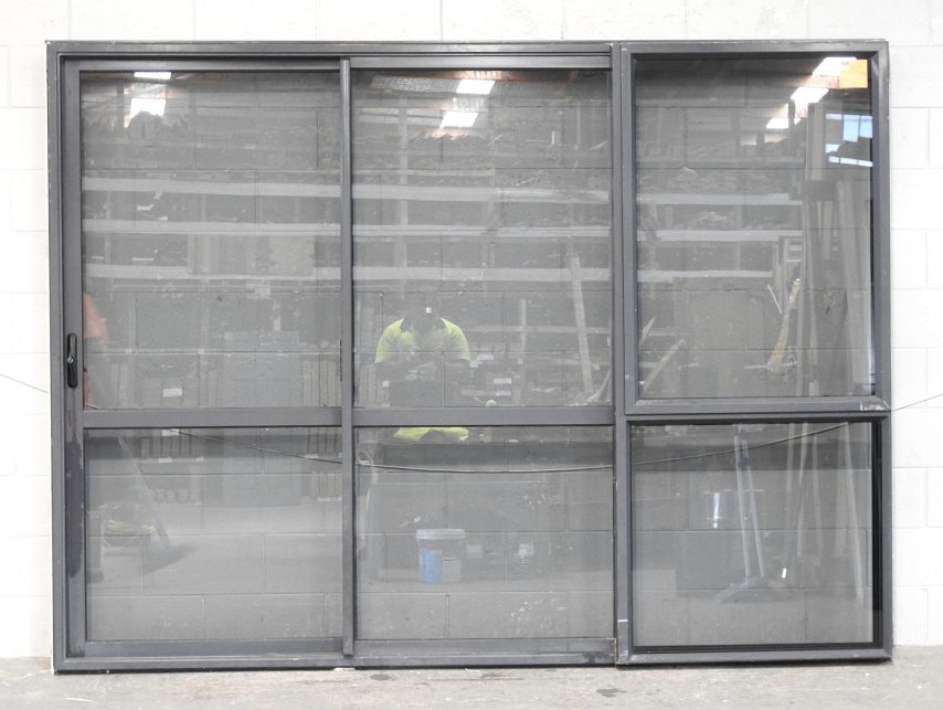 New Denim Blue Aluminium Stacker Sliding Door > L to R