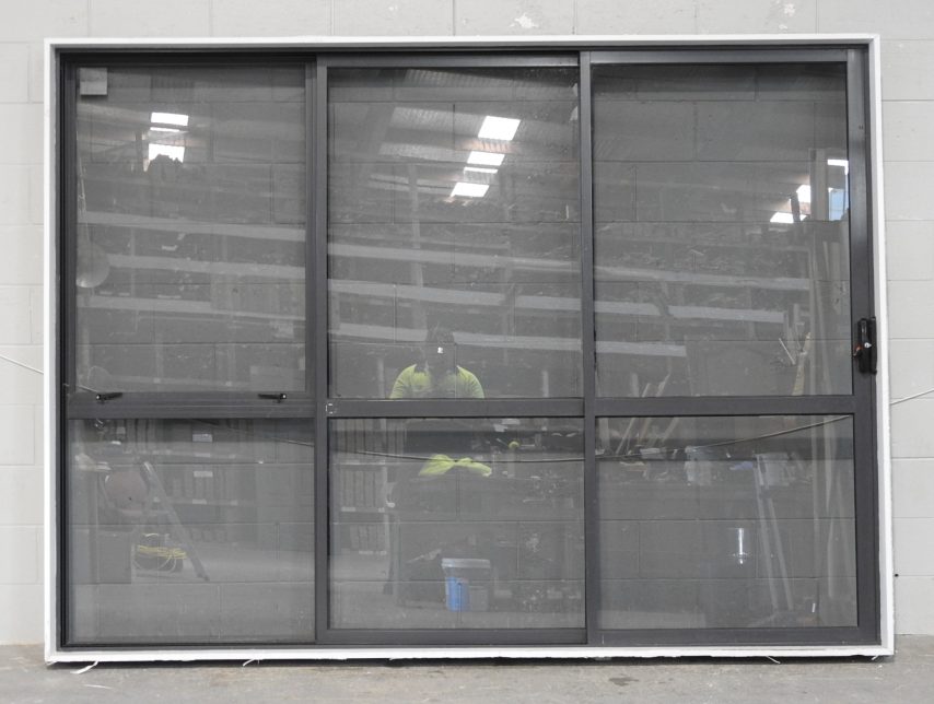 New Denim Blue Aluminium Stacker Sliding Door > L to R