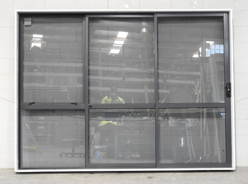 New Denim Blue Aluminium Stacker Sliding Door > L to R