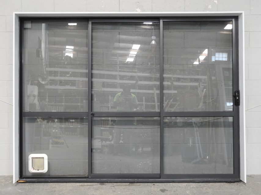 New Denim Blue Aluminium Stacker Sliding Door > L to R