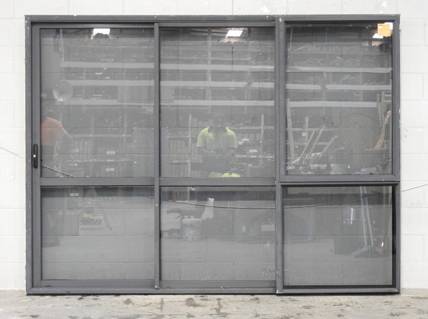 New Denim Blue Aluminium Stacker Sliding Door > L to R
