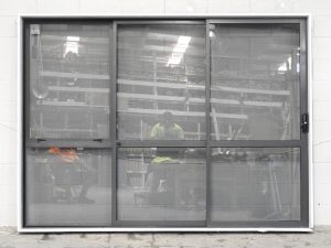 New Denim Blue Aluminium Stacker Sliding Door > L to R