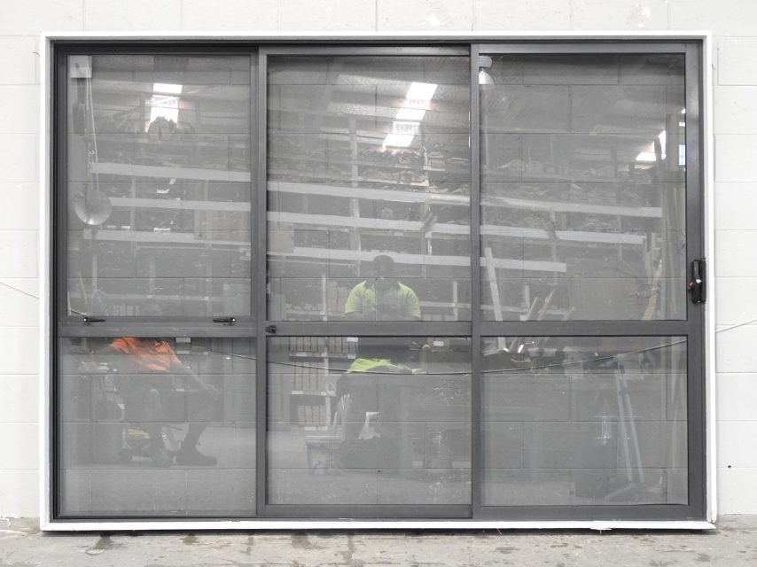 New Denim Blue Aluminium Stacker Sliding Door > L to R