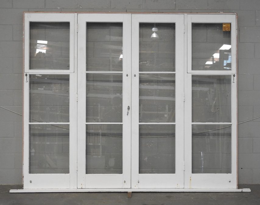 Wooden French Doors with Awning Window Sidelights