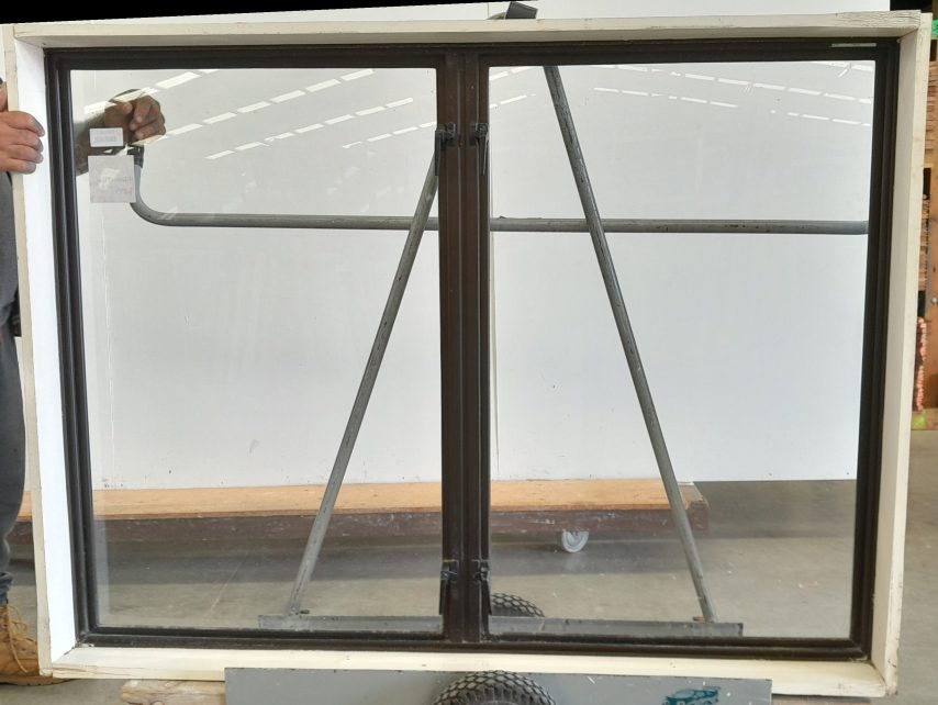 Bronze aluminium twin awning window