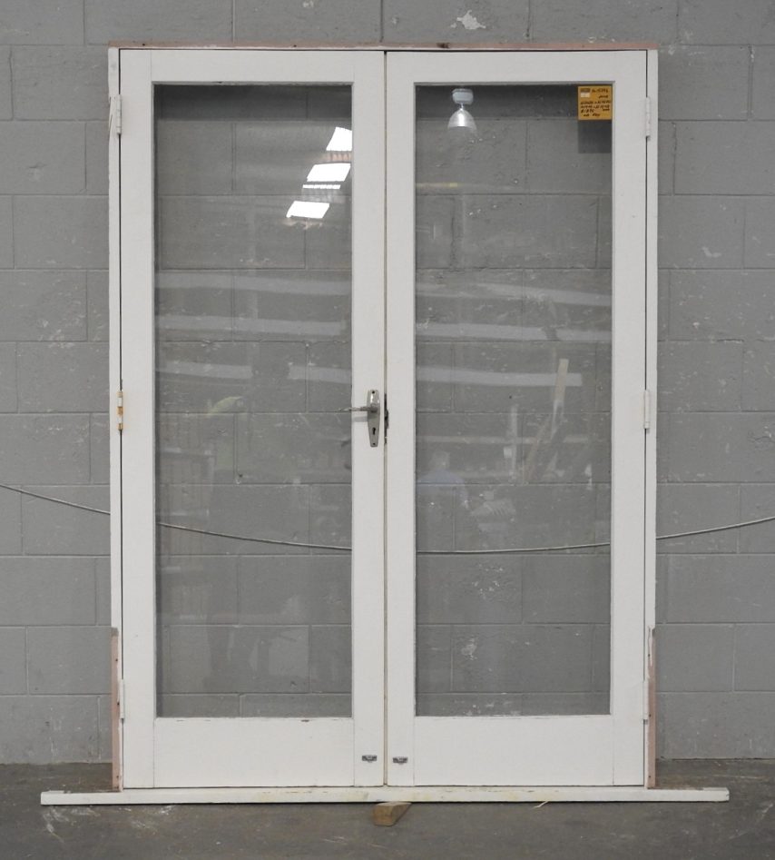 Wooden French Doors Hung In Frame