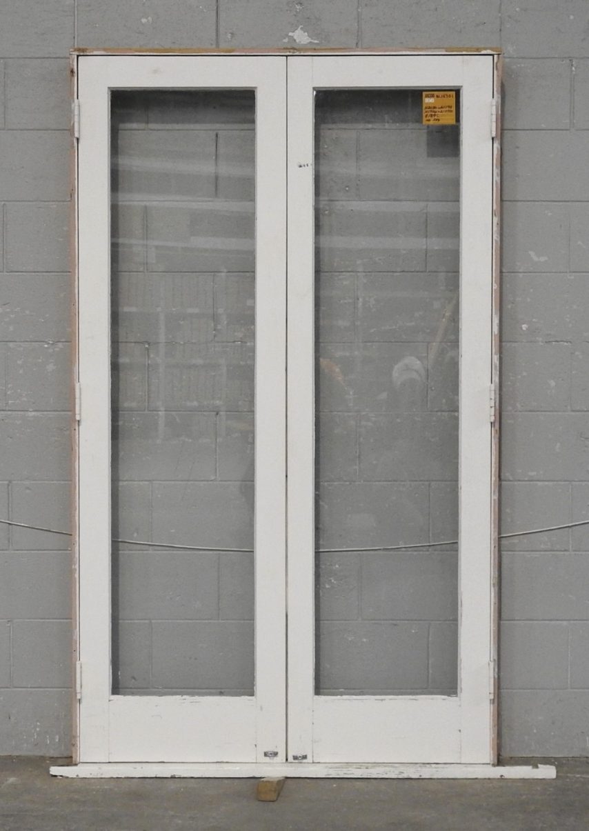 Wooden French Doors Hung In Frame