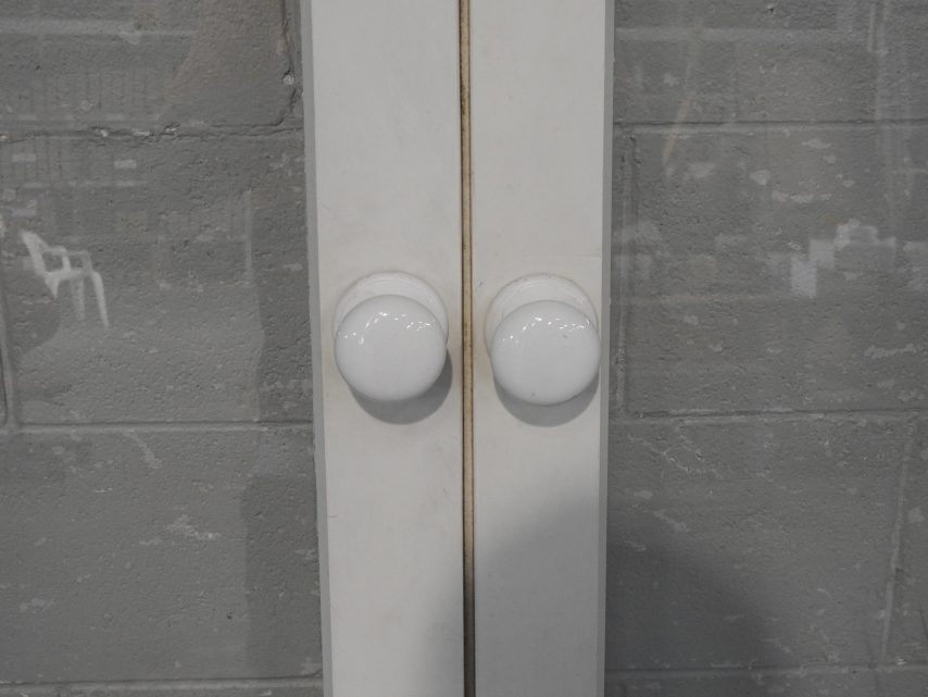 Wooden French Doors Hung In Frame