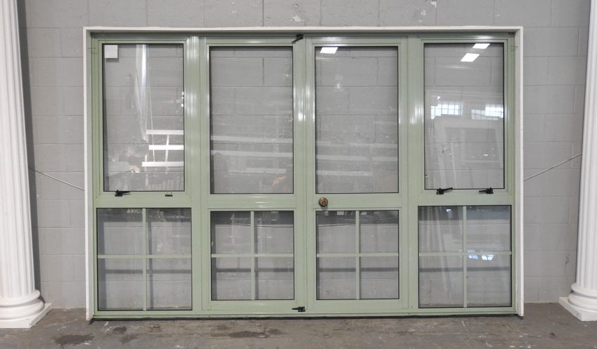 Mist Green Aluminium French Doors with Sidelights