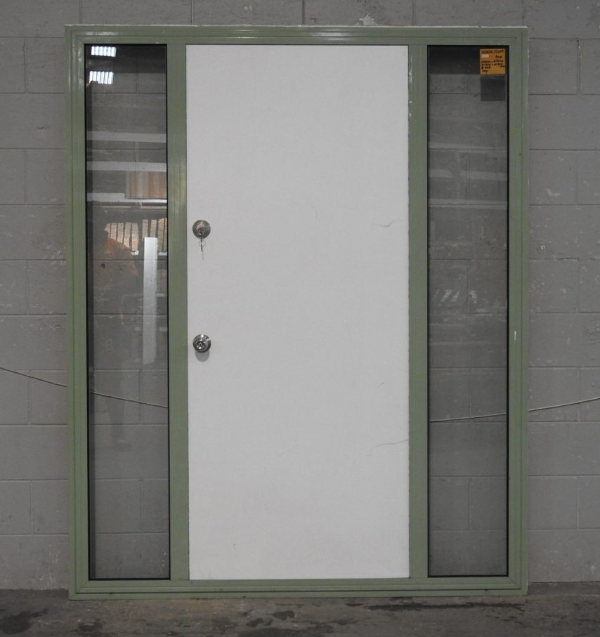 Mist Green Aluminium Frame With Solid MDF Door / Sidelights